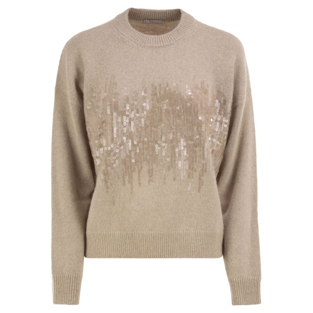 Peserico Women Crew-Neck Jumper With Sequins In Alpaca Blend